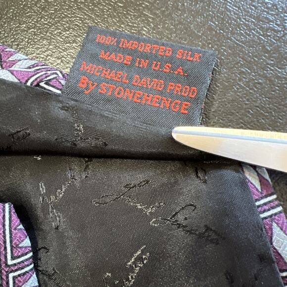 Frank Sinatra Necktie Presidential Premier Collection Silk Purple Grey Geometric - Picture 5 of 5